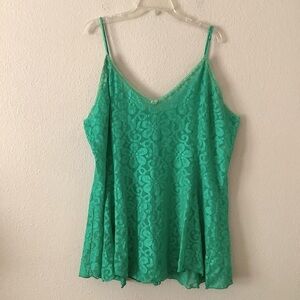 VINTAGE Plus Size Green Lace Chemise Sheer Slip Dress Lingerie Babydoll Nightie